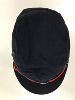 Japanese Firefighter Uniform Hat Vtg Fire Brigade Cap Blue Metal Sakura Pin MK15