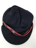 Japanese Firefighter Uniform Hat Vtg Fire Brigade Cap Blue Metal Sakura Pin MK15