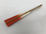 Japanese Folding Fan Maisen Sensu Vtg Bamboo Frame Simple Red White Gold 5D19