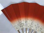 Japanese Folding Fan Maisen Sensu Vtg Bamboo Frame Simple Red White Gold 5D19
