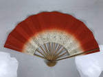 Japanese Folding Fan Maisen Sensu Vtg Bamboo Frame Simple Red White Gold 5D19