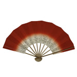 Japanese Folding Fan Maisen Sensu Vtg Bamboo Frame Simple Red White Gold 5D19