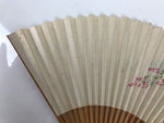 Japanese Folding Fan Sensu Vtg Bamboo Frame 4 Seasons Flowers Color Pink 4D943
