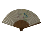 Japanese Folding Fan Sensu Vtg Bamboo Frame 4 Seasons Flowers Color Pink 4D943