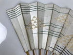 Japanese Folding Fan Sensu Vtg Bamboo Frame Sakura Petal Uroku Pattern 4D952