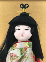 Japanese Glass Case Big Doll Ningyo Princess Vtg Girl's Day Ohinasama Silk ID656