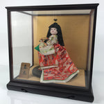 Japanese Glass Case Big Doll Ningyo Princess Vtg Girl's Day Ohinasama Silk ID656