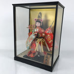 Japanese Glass Case Big Doll Ningyo Princess Vtg Girl's Day Ohinasama Silk ID657
