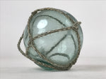 Japanese Glass Fishing Float Ukidama Buoy Ball Vtg Bindama Rope Small Blue GF20