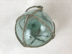 Japanese Glass Fishing Float Ukidama Buoy Ball Vtg Bindama Rope Small Blue GF20