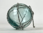 Japanese Glass Fishing Float Ukidama Buoy Ball Vtg Bindama Rope Small Blue GF22