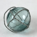 Japanese Glass Fishing Float Ukidama Buoy Ball Vtg Bindama Rope Small Blue GF22