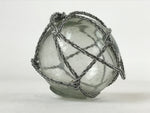 Japanese Glass Fishing Float Ukidama Buoy Ball Vtg Bindama Rope Small Blue GF28