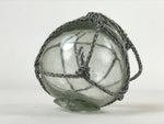 Japanese Glass Fishing Float Ukidama Buoy Ball Vtg Bindama Rope Small Blue GF28