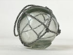 Japanese Glass Fishing Float Ukidama Buoy Ball Vtg Bindama Rope Small Blue GF28