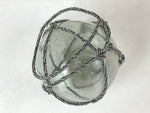 Japanese Glass Fishing Float Ukidama Buoy Ball Vtg Bindama Rope Small Blue GF28