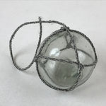 Japanese Glass Fishing Float Ukidama Buoy Ball Vtg Bindama Rope Small Blue GF28