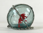 Japanese Glass Fishing Float Ukidama Buoy Ball Vtg Bindama Rope Small Blue GF29