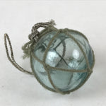 Japanese Glass Fishing Float Ukidama Buoy Ball Vtg Bindama Rope Small Blue GF32