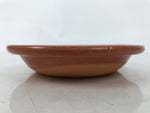 Japanese Glazed Clay Terracotta Small Plate Kozara Vtg Serving Dish Orange Y389