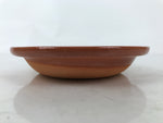 Japanese Glazed Clay Terracotta Small Plate Kozara Vtg Serving Dish Orange Y391