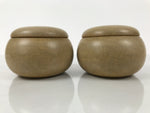 Japanese Go Stone Goishi Game Pieces Set Vtg Igo Brown Resin Bowls Glass GO102