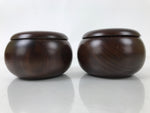 Japanese Go Stone Goishi Game Pieces Set Vtg Igo Brown Resin Bowls Shell GO97