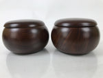 Japanese Go Stone Goishi Game Pieces Set Vtg Igo Brown Resin Bowls Shell GO97