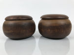 Japanese Go Stone Goishi Game Pieces Set Vtg Igo Brown Wood Bowls Glass GO103