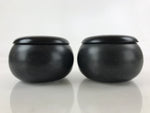 Japanese Go Stone Goishi Game Pieces Vtg Black Plastic Bowls Shell Stone GO85