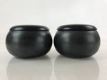 Japanese Go Stone Goishi Game Pieces Vtg Black Plastic Bowls Shell Stone GO85