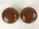 Japanese Go Stone Goishi Game Pieces Vtg Igo Brown Wooden Bowls Glass GO88