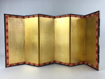 Japanese Gold Hina Doll Folding Screen Byobu Panel Vtg Miniature Furniture ID527