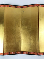 Japanese Gold Hina Doll Folding Screen Byobu Panel Vtg Miniature Furniture ID527