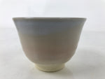 Japanese Hagi Ware Ceramic Yunomi Teacup Vtg Pottery Pink Gray Yakimono TC556