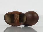 Japanese Handcarved Soramame Beans Obidome Vtg Netsuke Boxwood Brown Boxed SP2