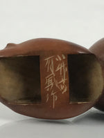 Japanese Handcarved Soramame Beans Obidome Vtg Netsuke Boxwood Brown Boxed SP2