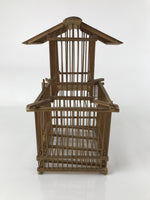 Japanese Handcrafted Bamboo Birdcage Torikago Vtg Two Tier Slide Door Brown B234