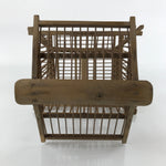 Japanese Handcrafted Bamboo Birdcage Torikago Vtg Two Tier Slide Door Brown B234