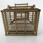 Japanese Handcrafted Bamboo Birdcage Torikago Vtg Two Tier Slide Door Brown B234
