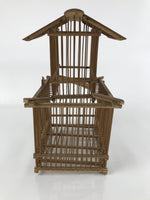 Japanese Handcrafted Bamboo Birdcage Torikago Vtg Two Tier Slide Door Brown B235