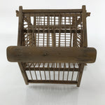 Japanese Handcrafted Bamboo Birdcage Torikago Vtg Two Tier Slide Door Brown B235