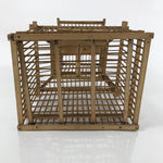Japanese Handcrafted Bamboo Birdcage Torikago Vtg Two Tier Slide Door Brown B235