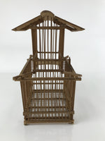 Japanese Handcrafted Bamboo Birdcage Torikago Vtg Two Tier Slide Door Brown B236