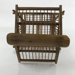 Japanese Handcrafted Bamboo Birdcage Torikago Vtg Two Tier Slide Door Brown B236