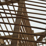 Japanese Handcrafted Bamboo Birdcage Torikago Vtg Two Tier Slide Door Brown B236