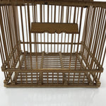 Japanese Handcrafted Bamboo Birdcage Torikago Vtg Two Tier Slide Door Brown B236