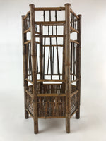 Japanese Handcrafted Bamboo Umbrella Stand Vtg Kasatate Holder Brown JK609