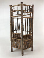 Japanese Handcrafted Bamboo Umbrella Stand Vtg Kasatate Holder Brown JK609