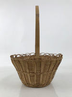 Japanese Handwoven Bamboo Basket Vtg Kago Ikebana Arrangement Handle Brown B261